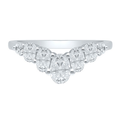 Lab Grown Diamond 1 1/2ctw. Oval and Round Graduating Contour Band in 10k White Gold